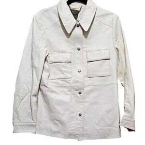 Muubaa Women's Eggshell Shacket Size M Leather Blend Size 12